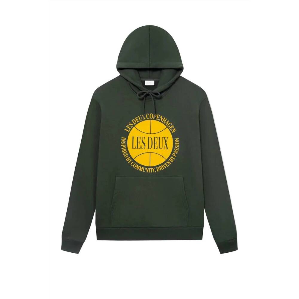 NEW LES DEUX men's ben basketball long sleeve hoodie in green